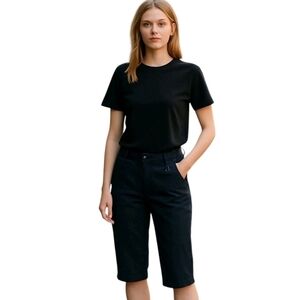 𝅺st. John's Bay Dark Wash Mid Rise Straight Leg Capri Pants Denim Jeans Size 12